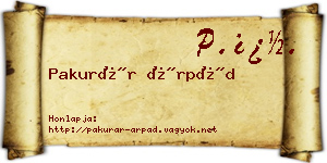 Pakurár Árpád névjegykártya